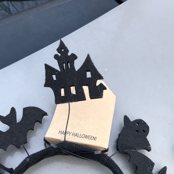 NWT Black Silhouette Felt Halloween Party Headband Haunted House Bats Cat Ghost - Picture 9 of 9